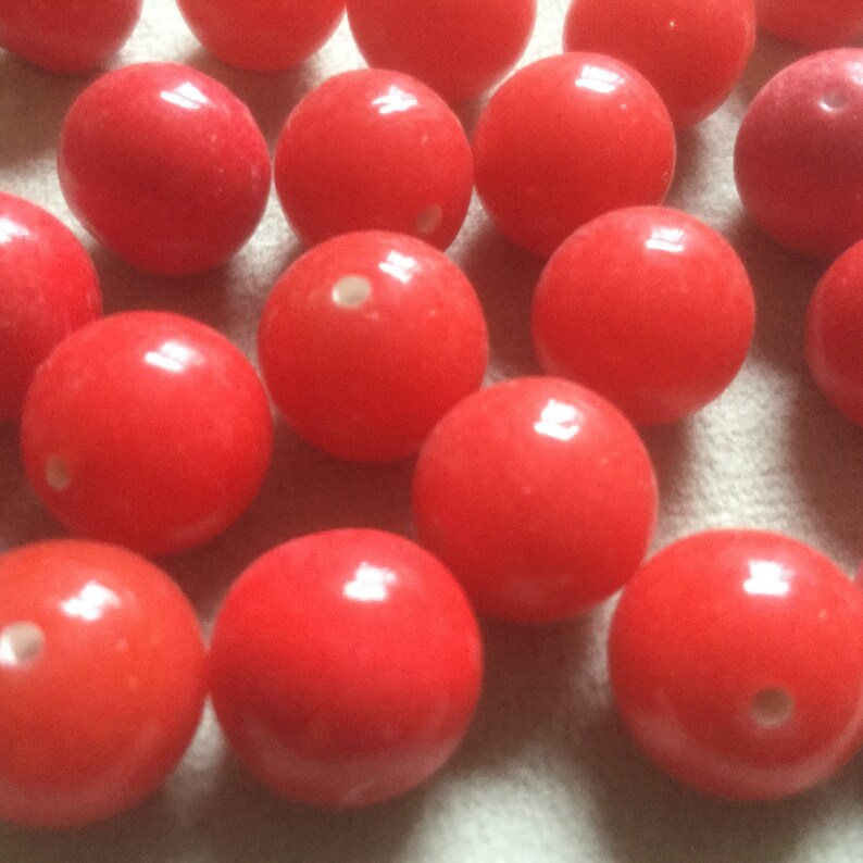 10 1213mm Vintage Glass Beads Red Round Beads a Little Etsy
