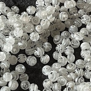 36 — 6mm Handmade Japanese Vintage Glass White Swirl Accent Spacer Beads