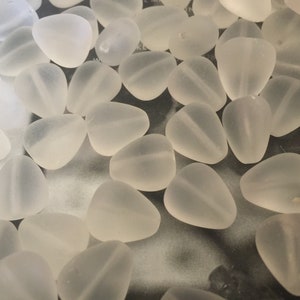 18 13mm Frosted Ice Teardrop Style Vintage Glass Beads image 1