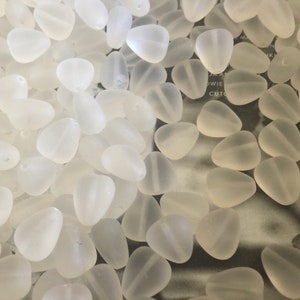 18 13mm Frosted Ice Teardrop Style Vintage Glass Beads image 2