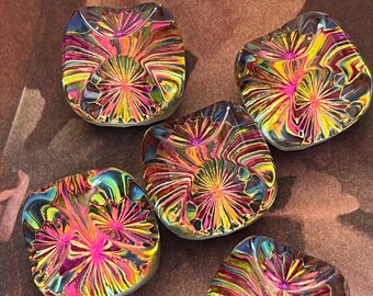 Screaming 60’s Psychedelic West German Very Unique Glass Rhinestone Cabochon 22/12mm