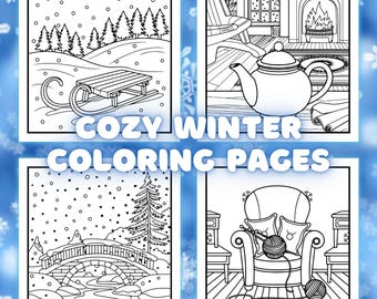 Dibujos para colorear de invierno acogedores: 23 escenas navideñas relajantes (PDF)