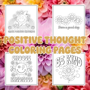 19 páginas para colorear de pensamientos positivos para niños y adultos / Citas de bondad imprimibles / Arteterapia de atención plena y amor propio / Descarga digital
