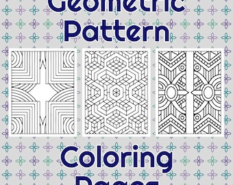 35 Geometric Pattern Coloring Pages | Stress Relief Coloring Activity | Mandala-Inspired, Abstract Designs | Digital Download