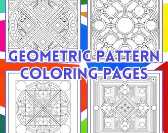 45 pages à colorier de motifs géométriques, art-thérapie de la pleine conscience, mandala abstrait à colorier, imprimable en téléchargement numérique