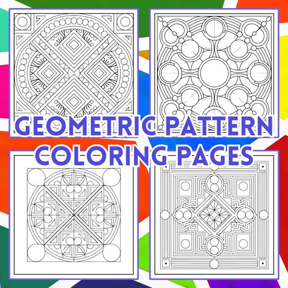 45 Geometric Pattern Coloring Pages, Mindful Art Therapy, Abstract Mandala Coloring Printable, Digital Download