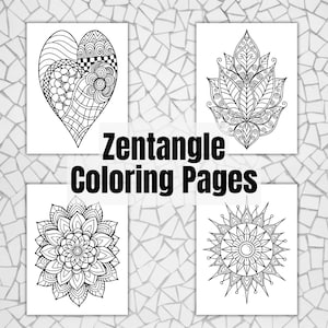 24 Zentangle Coloring Pages, Printable Mandala Coloring Sheets, Print and Color Designs for Adults & Teens