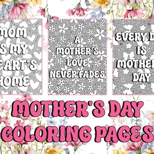 12 Mother’s Day Coloring Pages, Adult & Kids Coloring Pages, Mindful Mother&#39;s Day Coloring Activity, Instant Download