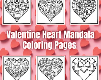 Valentinstag Herz Mandala Malvorlagen: 50 Designs (PDF & JPG)