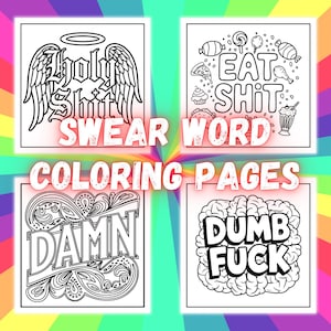 40 páginas para colorear con malas palabras, libro divertido para colorear para adultos, hojas para colorear para aliviar el estrés, actividad divertida para colorear, arte imprimible con malas palabras