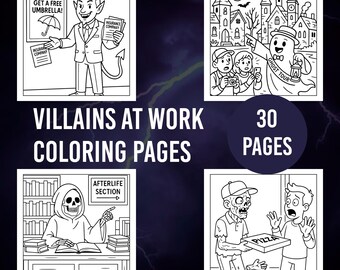 30 Villains at Work Coloring Pages | Printable PDF and JPGs