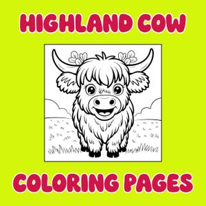 50 Highland Cow Coloring Pages, Farm Animal Printable PDF, Kids Coloring Activity, Digital Download