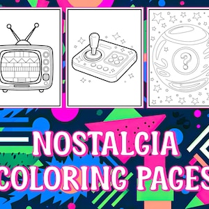 80s 90s Nostalgia Coloring Pages: Retro Pop Culture (Digital Download)