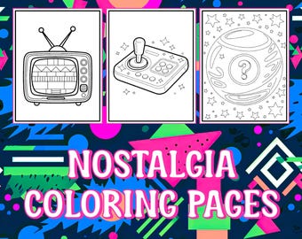24 Nostalgia Coloring Pages  | Printable 80s 90s Throwback Art | Retro Toys & Pop Culture Coloring Activity | Instant Digital Download