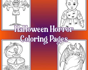 Halloween Horror Coloring Pages: Spooky Adult Art Activity (PDF Download)