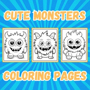 17 Cute Monster Coloring Pages - Fun Printable Activity for Kids - Adorable Cartoon Designs for Creative Play & Stress Relief