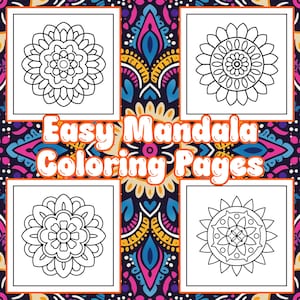 31 Easy Mandala Coloring Pages | Simple Mandala Designs for Adults & Kids | Relaxing Printable Coloring Sheets | Digital Download