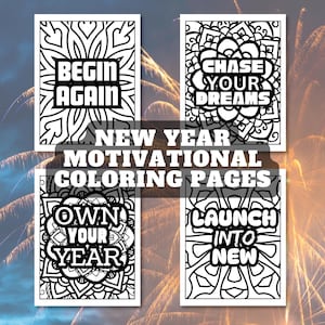 New Year Motivational Coloring Pages: 20 Printable Affirmations (Digital Download)
