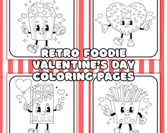 Retro Foodie Valentinstag Malvorlagen (PDF)