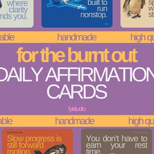 Pour les brûlés | 30 cartes d'affirmation | Cartes de motivation numériques | Tableau Vision | Citations positives imprimables | Soins personnels | Amour de soi