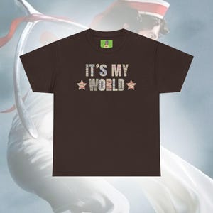 It&#39;s My World T-shirt | Grijs T-shirt met wishbone-print | Songtekst Extra grote merchandise | Verjaardagscadeau voor fan