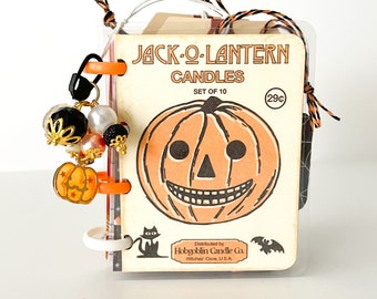 Jack O Lantern Candles- Halloween Mini Planner, Micro Notebook,Junk Journal, Keepsake Album, Organizer, Travelers Notebook, Smash Book Album