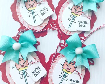 Kawaii Valentine Treat Tags, Valentine Bag Tags, Valentine Gift Tags, Valentine Embellishments, Love Gift Tags, Valentine Ornament Keepsakes