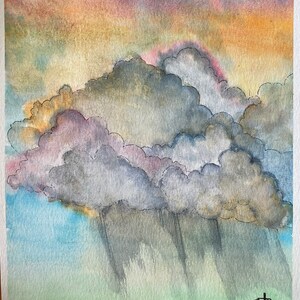 Rain Cloud Sunset original watercolor painting