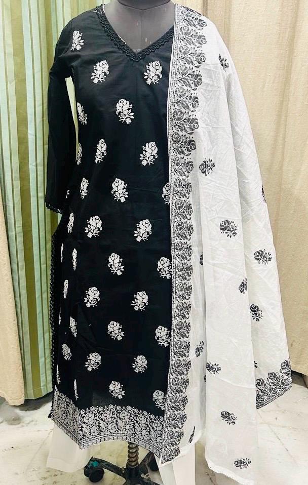 Black Embroidered Kurta Set