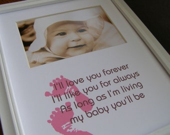 Baby Girl Footprints 8 x 10 Picture Photo Mat Design M2