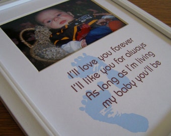 Baby Boy Footprints Love You Forever Photo Mat Design M1