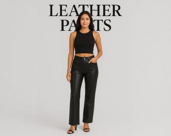 High-Waisted Black Leather Pants: Custom Fit, Straight Leg