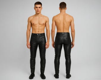 Men's Black Quilted Leather Pants | Custom Pride Fetish Trousers