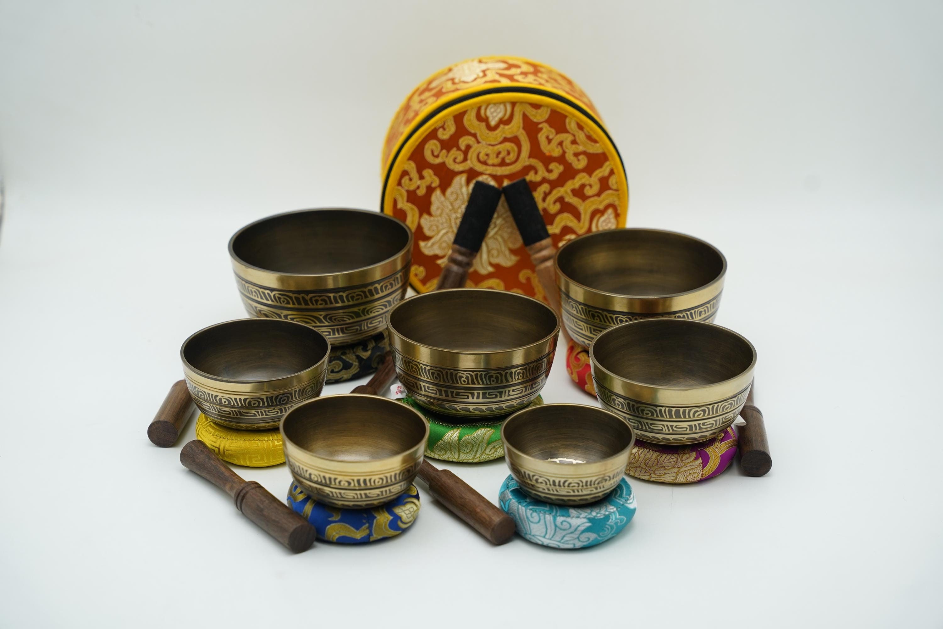 Set De 7 Bols Chantants Tibétains 5 Pouces - Méditation Chakras - Neuf