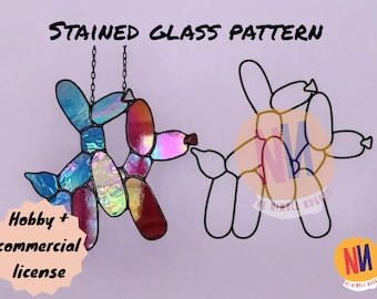 Balloondogs stained glass pattern (hobby & commercial license)