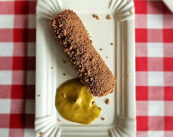 Kroket met mosterd wanddecoratie