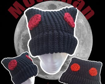 Black Embroidered Moth Beanie – Gothic Spooky Hat, Death’s Head Hawkmoth Bug Bea MOTH BEANIE - Embroidered Black Beanie, Spooky Halloween Hat  main image 4