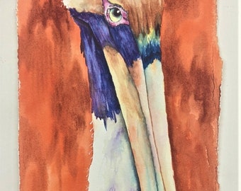 Pelican Watercolor Painting Free Shipping