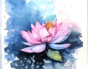 Flower Water Lily Watercolor Painting