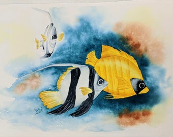 Tropical Fish Watercolor Painting Free Shipping