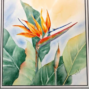 Bird of Paradise Watercolor Painting Flower