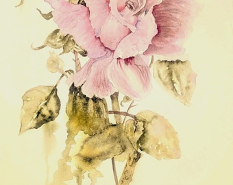 Rose "Romance" Watercolor Painting