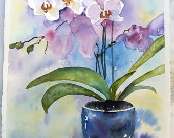 Loose Orchid Watercolor Painting