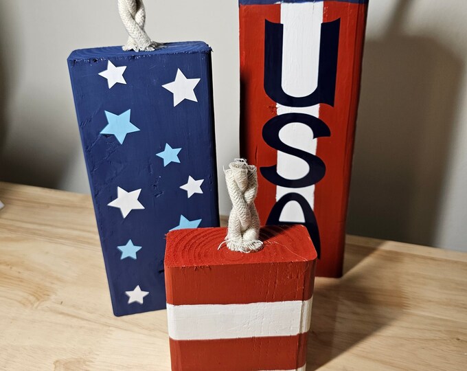 Set of 3 Wooden Firecrackers Fireworks