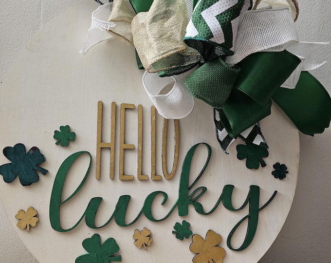 Stunning St. Patrick's Day Door Hanger,  St. Paddy's welcome sign, festive decor