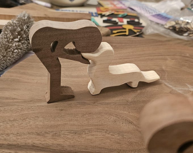 Personalized Hand Carved Wood Dachshund Figurine & Boy Collectible Wiener Dog Gift for Dog Lovers