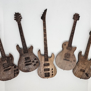 Custom Walnut Guitar Model: Handcrafted 8-Inch Collectible with Stand