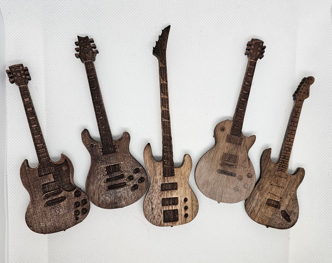 Custom Wooden 6 inch Guitar Model Guitar in Walnut, Personalize it, Collectible Memorabilia Gift for Musicians Bass Player Guitar Player