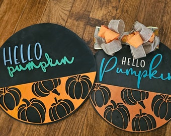 Panneau de bienvenue Hello Pumpkin Fall, décoration de porche automne