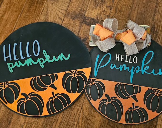 Fall Decor, Pumpkin Decor, Hello Pumpkin Door Hanger, Fall Welcome Sign, Hello Pumpkin Door Hanger, Autumn Porch Decor